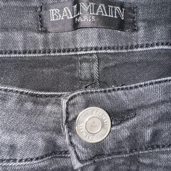 Balmain Distressed Black Skinny Jeans for Men